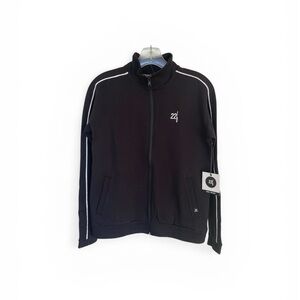 22 Fresh Track Zip-Up Jacket in Black with White Piping